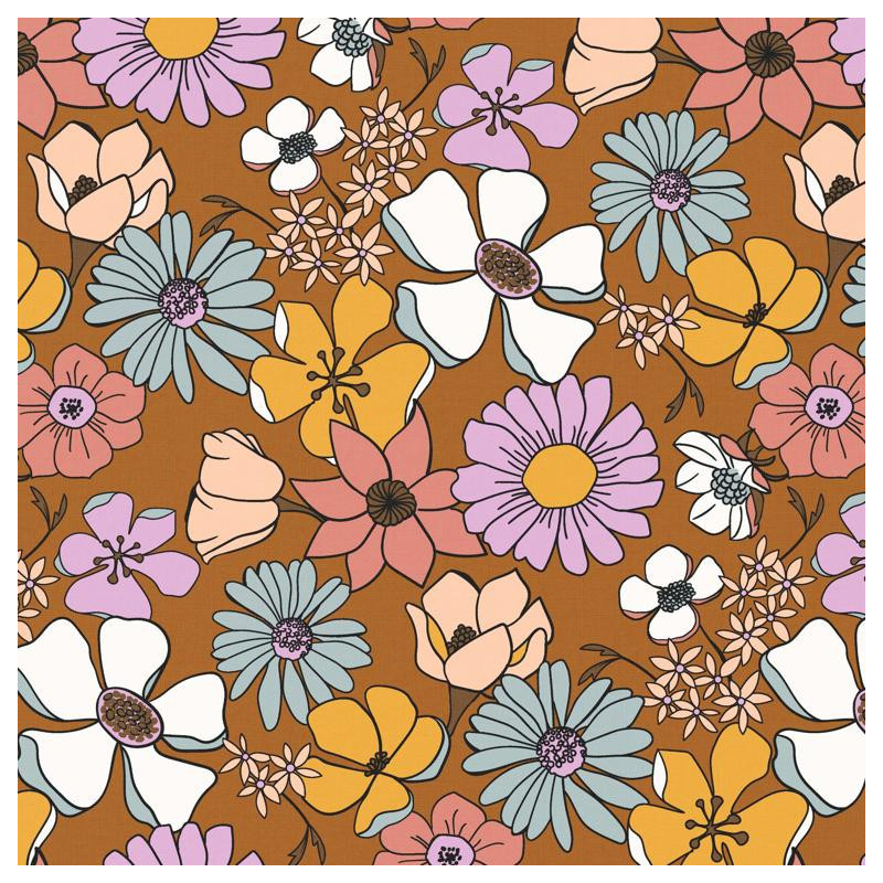 Popelina estampada LYSMEE Toffee / Multicolor vintage